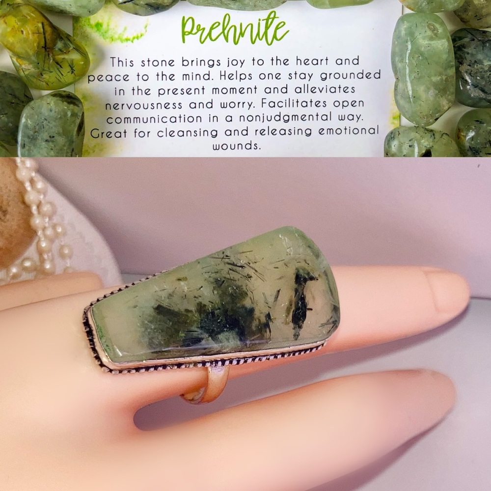 Prehnite Gemstone Handmade Ring